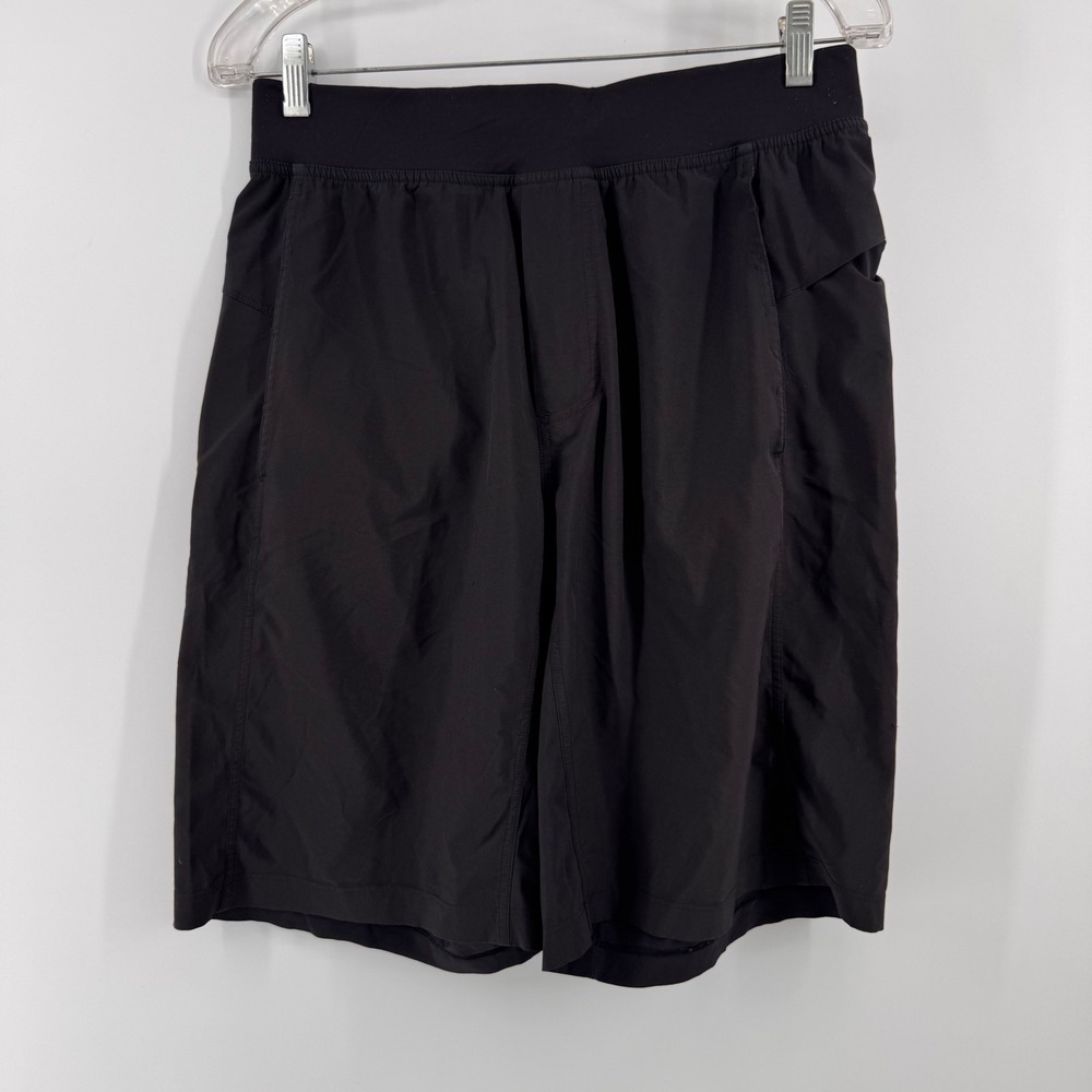 Lululemon Athletic Shorts Mens Medium Black Reflective Logo Training Gym 9783
